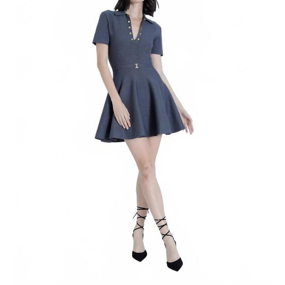 NEW KARINA GRIMALDI elsa knit mini dress in stone